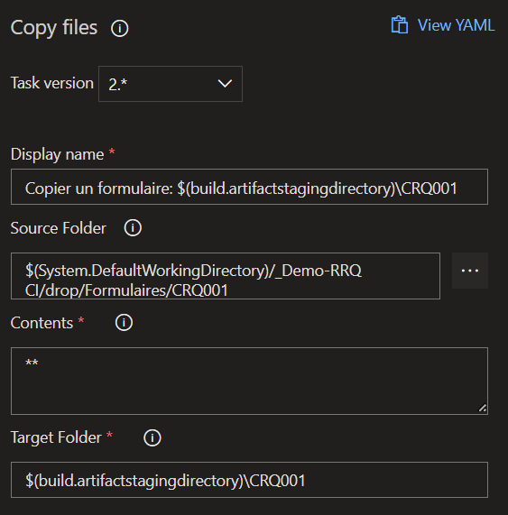 Configuration copie
