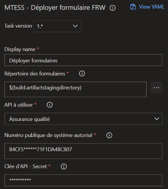Configuration outil